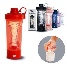 Mix Mate Electric Shaker Bottle, Portable Blender Protein Shaker, USB Rechargeable MixMate Blender For Protein Shakes Pre Workout Greens Coffee Pancake Mix Cocktail Cocktails (Rumba Red)