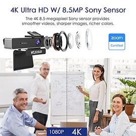 NexiGo N950P - Cámara web con zoom 4K con control remoto, sensor Sony_Starvis, zoom digital 5X, cámara web profesional con micrófonos estéreo duales, 