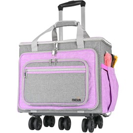 FINESUN Rolling Tote Bag for Women Teacher Bag Rolling Cart Briefcase with Wheels Carry on Wheeled Bag for Work,Office,Craft Purple