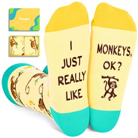 HAPPYPOP Funny Monkey Gifts for Men Women, Monkey Gifts for Monkey Lovers, Novelty Monkey Socks Crazy Silly Socks, Christmas Stocking Stuffers