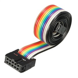 sourcing map IDC Ribbon Cable Coloured Rainbow Colour Wire 10 Pins 66 cm Length 2.54 mm Spacing Type B