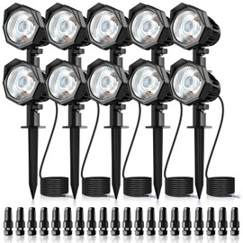 MEIKEE 15W 1500LM Low Voltage Landscape Lighting 12-24V Warm White LED Landscape Lights IP66 Waterproof Outdoor Garden Spotlights Pathway Tree Wall Fence Flood Lighting(10 Pack)