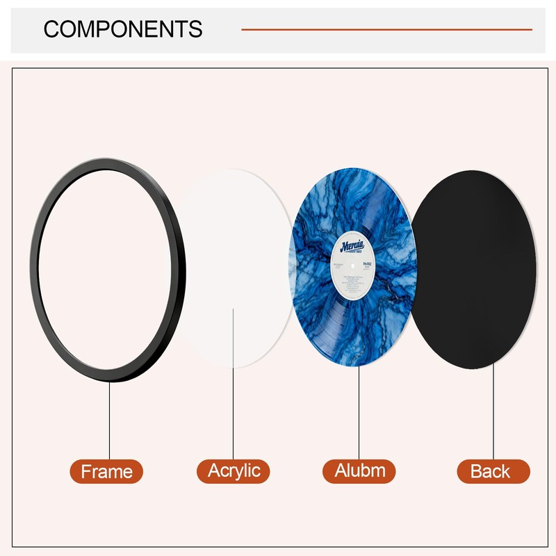 Allenkwok 12-Inch Vinyl Record Display Frame, 13x13 MDF Wood Frame