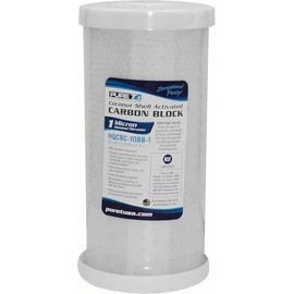 IPW Industries Inc -HQCBC-10BB-1, 10" x 4.5" Coconut Shell ActivatedCarbon Block Water Filter - Removes Chlorine, Dirt and More (1 Micron Rated) PureT