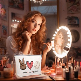 OkiyiD Softball Gifts Makeup Bag for Girl Women, Birthday Gifts for Softball Lovers Players Fans, Cosmetic Travel Bags Inspirational Gifts for Female Sister Friend BFF Besties