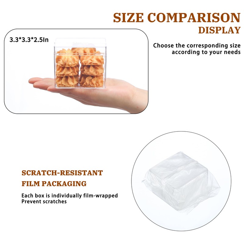 FZJ 20 Pack 12OZ Square Clear Plastic Dessert Cups with