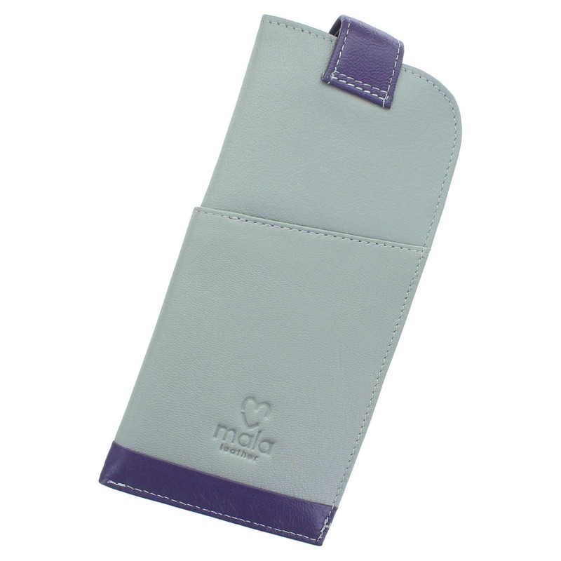 Mala Leather Midnight Collection 5152_35 Soft Leather Glasses Case, Grey,