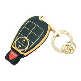 chyoekey Key Fob Cover for Dodge Ram Truck 1500 2500 3500 GQ4-53T 56046953 2013-2018 with Keychain (For Dodge A Black)