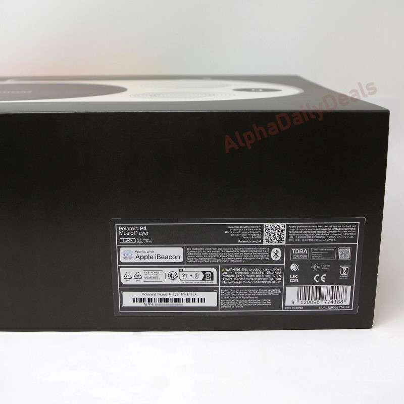 Polaroid P4 Music Player Wireless Bluetooth Speaker Retro Boombox Black