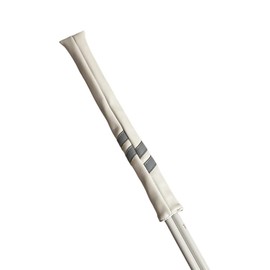 Classic Golf Alignment Stick Cover Headcover Holder 13in Hold at least 2 sticks - White, Light Blue, Black Soft Synthetic Leather Well Made (White| grey stripes)