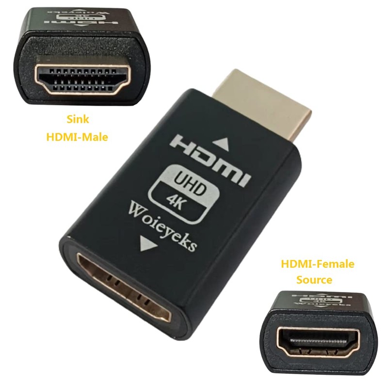 Woieyeks 4K HDMI EDID Emulator Passthrough Adapter,Female Port Connected to