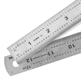 2 Pack | Pacific Arc Stainless Steel Ruler Inch and Metric, with 32nd and 64th Graduations, 12 Inches