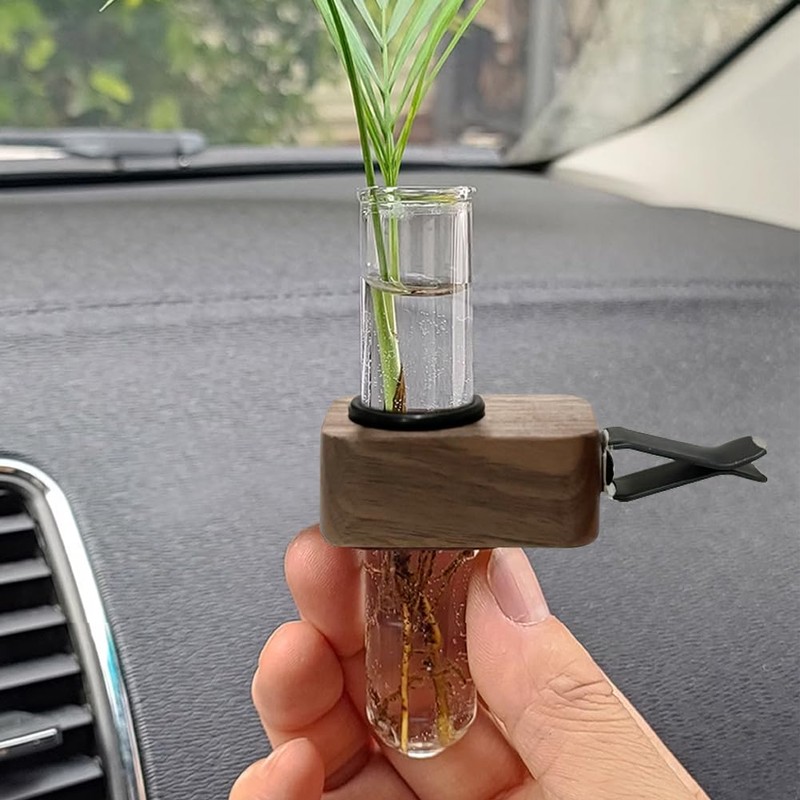 WAYUTO Removable Car Vent Flower Vase with Wood Base and