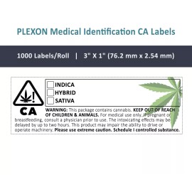 PLEXON CA Identification Labels 3" x 1" (76 mm x 25.4 mm) Self-Adhesive