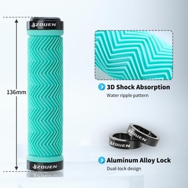 JJZOUEN Bike Grips, Mountain Bike Handle Grips, Bicycle Handlebar Grips, Dual Lock on Grips for MTB, BMX, Scooter, Bike Accessories (130mm)