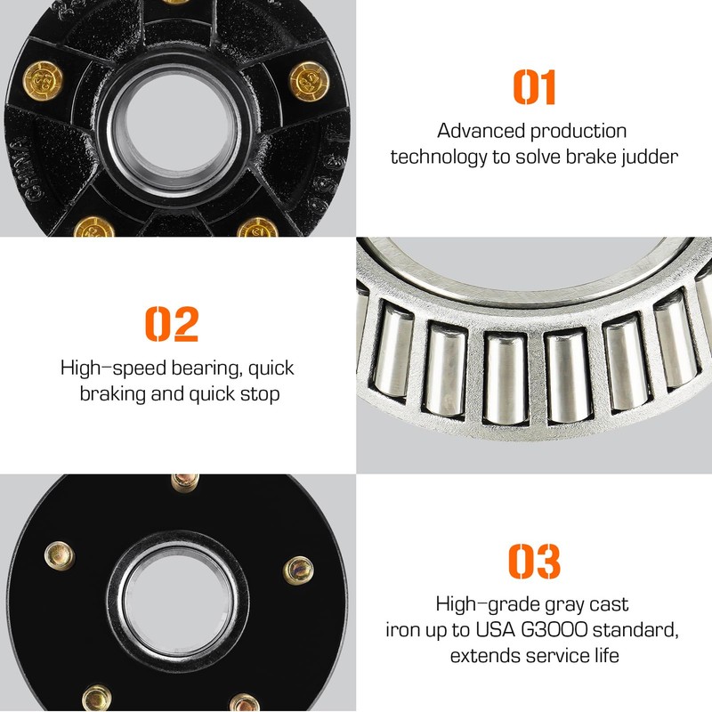 AEagle 2 Sets 5 on 4.5" Bolt Circle Trailer Hub