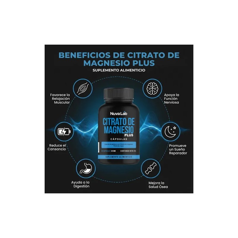 Citrato Magnesio Alta Absorción Capsulas 610mg Nuvalab Sabor