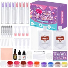 Jcoos Kit de fabricación de brillo de labios, divertido kit de brillo de labios para hacer tu propio brillo de labios con todo incluido, juego de suministros de esmalte labial hecho a mano, juego de
