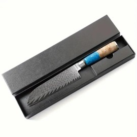 LONSDOW Luxurious 67 Layers Damascus Kitchen Knife Set Chef Nakiri Utility Santoku Sushi Sashimi Paring Kitchen Knives Setcolor: Blue DMS-008, kitchen knife size: 7 Inch