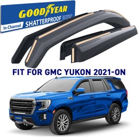 Goodyear Shatterproof in-Channel Window Deflectors for GMC Yukon 2021-2025, Rain Guards, Window Visors for Cars, Vent Deflector, Car Accessories, 4 pcs - GY007858