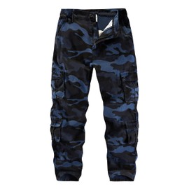 APTRO Men's Cargo Pants Camo Casual Work Military Tactical Pants Blue Camo 40