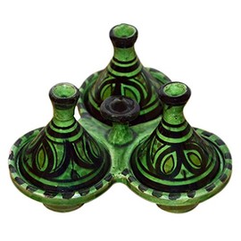 Handmade Salt & Pepper Pinch Triple Tagine Set Spice Holder With Lids Environmentally Friendly