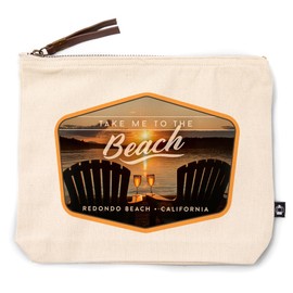 Lantern Press Redondo Beach, California, Take Me to The Beach, Sunset View, 100% Cotton Zipper Pouch, Travel Accessory, Go Bag