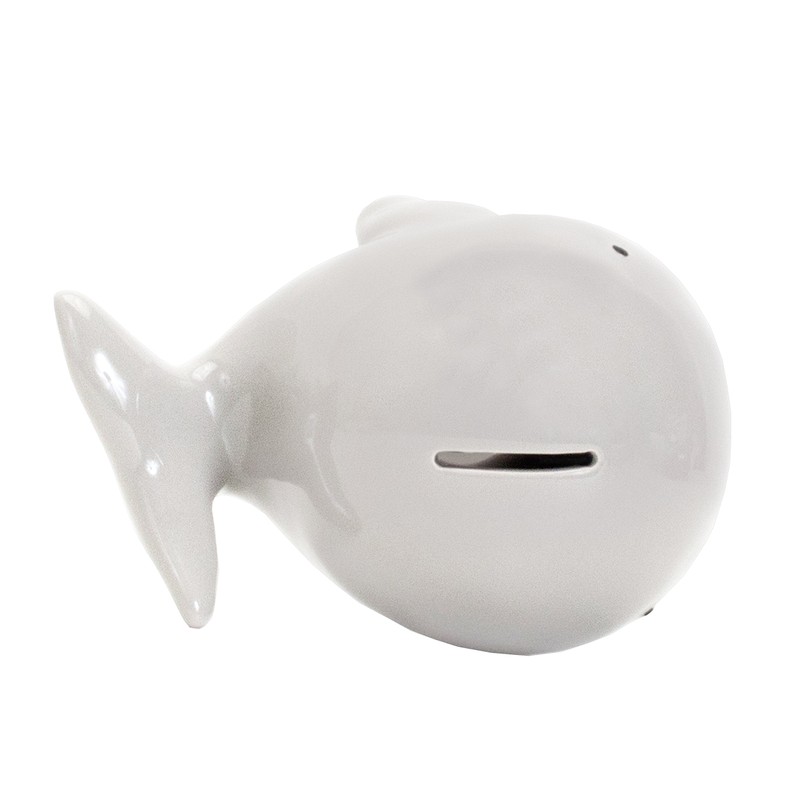 Child to Cherish Ceramic Whale Piggy Bank, White