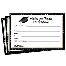 50 Graduation Share A Memory, Wishes or Advice Cards for The Graduate -Party Games Activities Supplies Decorations Grad Celebration College, High School, University- Gold & Black 2024- Made in The USA