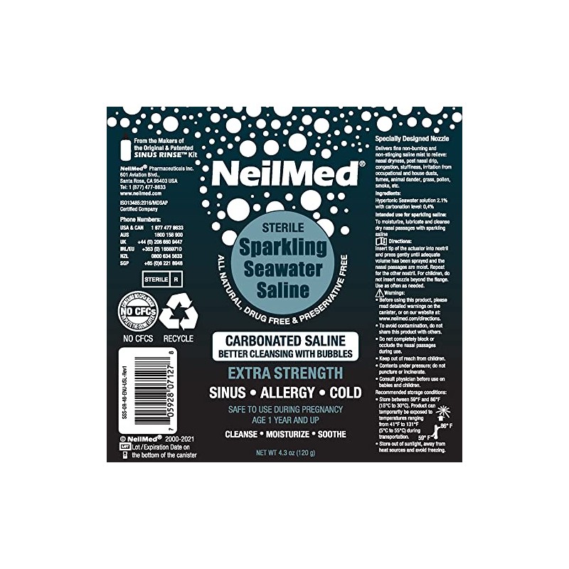NeilMed Sparkling Seawater Extra Strength Nasal Saline Spray 125 mL