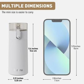 Exllena Small Water Bottle 150ml with Straw – Small Flask with One-Hand Open Design, Leak-Proof Locking Lid, 4-6 Hours Hot/Cold Retention and Portable for Coffee, Milk, or Any Beverage(Light Grey)