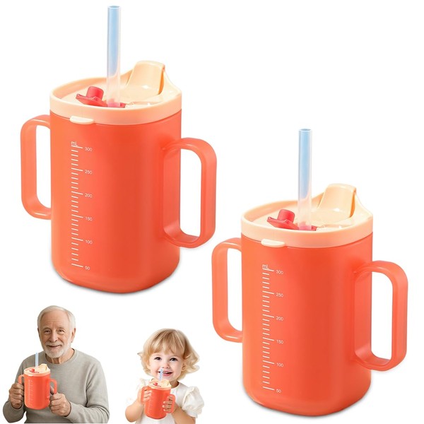 HOVCEH 2 PCS Elderly Spill Proof Cups, 300 ml Unspillable