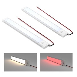 acegoo RV Dimmable Under Cabinet LED Lighting 12V Linear Light Bar with Integral On Off Dimming Switch & Red Night Light, Screw Mount Hard-Wired CRI90+ (12 Inches Warm White 2Pcs)