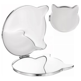 Molain Compact Mirror for Purse, Double-Sided Folding Mirror Metal Pocket Makeup Mirrors Portable Travel Makeup Mirror for Purse Cute Cosmetic Mirror for Women Home Office(Cat Shaped)