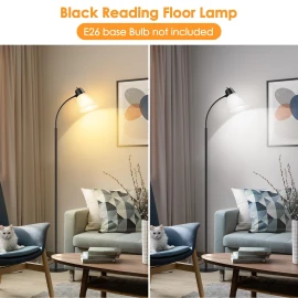 Coucrek Floor Lamp for Living Room, Adjustable Gooseneck Standing with Black