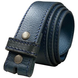 ITALIANO Piel Auténtica Correa Fijación a Presión Cinturón de piel One Piece Full 1 – 1/5,1 cm Amplia, Azul