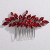 Lenjicons Sparkling Red Rhinestone Hair Comb Silver Wedding Hair Accessories