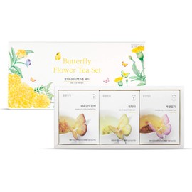 KKOKDAM Tea, 3 Kinds Flower Teabag Gift With Butterfly Holder | Unique Tea, Fancy Tea Gifts,Small Gifts, Mother's Day Gift,Tea Present, Graduation Gift, Korean Tea, Marigold, Chrysanthemum, Magnolia