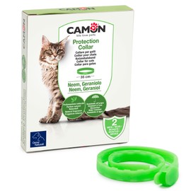 CAMON | Collare Barriera per Gatto "Olio di Neem", Rilascia un Gradevole Odore, Resistente all'Acqua, Protezione per Circa 2 Mesi, 35cm