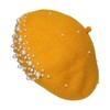 JK Home Pearl Rhinestone Wool French Beret Hat with 4pcs