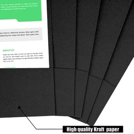 LATERN 10Pcs A4 Document File Folder, Kraft Paper Square Cut Folders Insert Presentation Paper Holder Storage Pouch Portfolio Paperwork Organizer with Cards Slot Folders for Office School (Black)