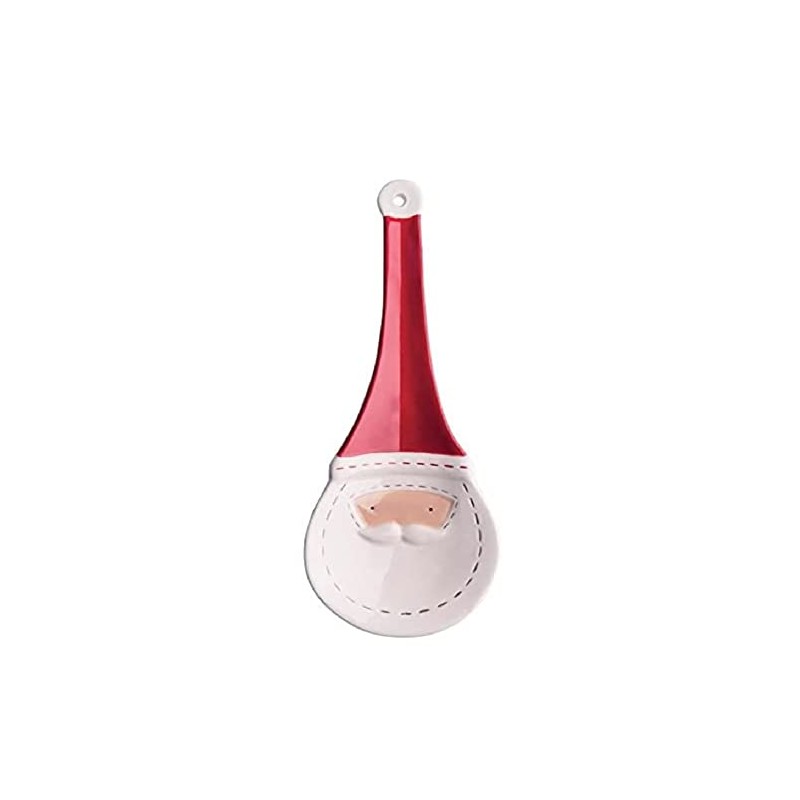 Excelsa Xmas Country Style Posamestolo, Ceramica, Bianco/Rosso