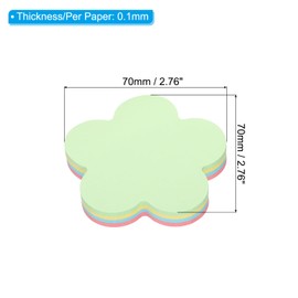 PATIKIL 70 x 70mm Flower Shaped Sticky Notes 3 Pcs Cute Self Stick Memo Pad Bright Colorful 100 Sheets/Pad for Home Office 4 Colors