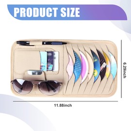 Yumfugu Pack-1 Car CD Holder, Universal Leather Sun Visor Organizer for Cars, Sun Visor Organizer Pocket with CD Disc Card Package Glasses Storage (Beige)