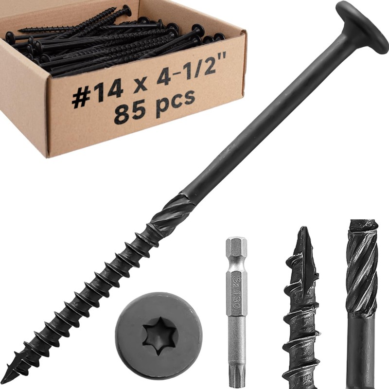 #14 x 4-1/2 Inch Structural Wood Screws Kit(85PCS), Heavy Duty