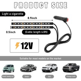 Wevdn - Tira de luces LED para interior de coche, 12 V, 24 LED, luz nocturna de neón con enchufe para encendedor de cigarrillos, kit de iluminación decorativa para debajo del salpicadero, accesorios