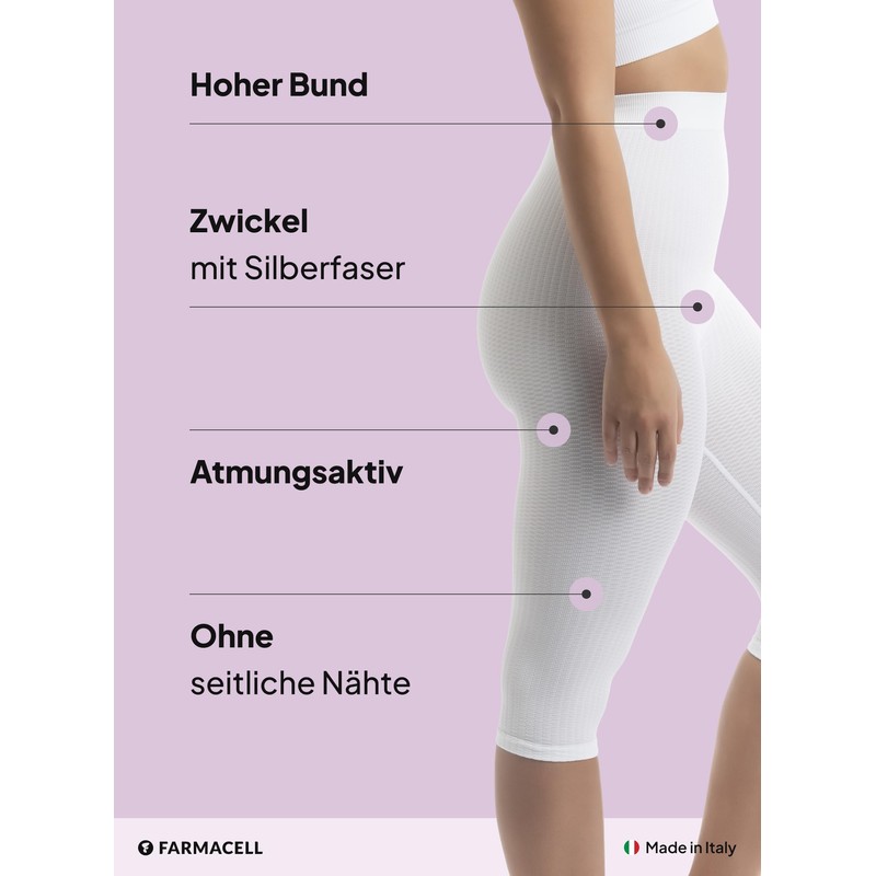 FarmaCell Women's 3/4 Anti-Cellulite Leggings with Micro Massage, High Waistband,