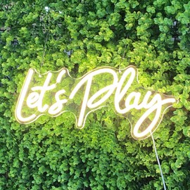 Let's Play Neon Sign Lets Play Sign LED Light Kids Playroom Decor Kids Wall Art Boho Playroom wall art Neon Lights for party Game Room Signs (Warm White - Small size 16x7.5")