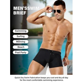 Arjen Kroos Men's Swim Trunk Swimwear Quick Dry Swim Briefs Square Leg Board Shorts Bathing Suit Black