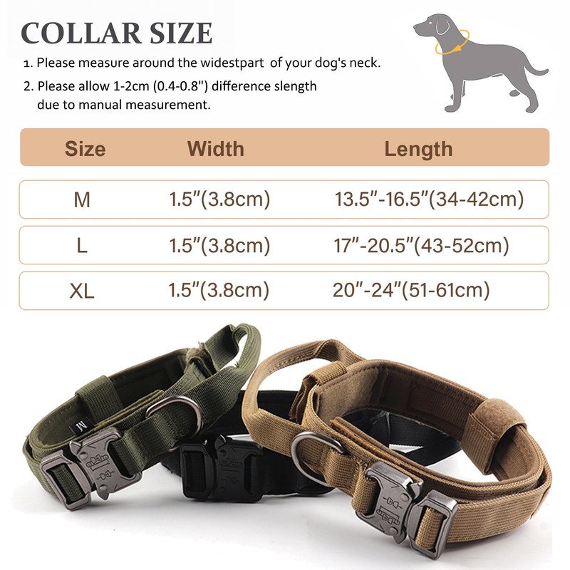 Tactical Dog Collar, Adjustable Military Training Nylon Dog Collar with